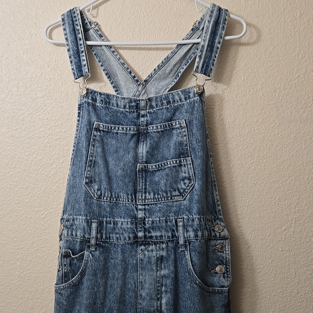 Free People Light Blue Denim Overalls Straight Leg - Picture 3 of 11